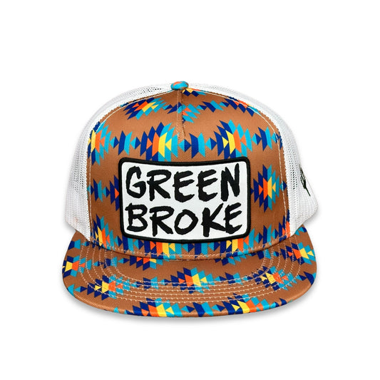 "Green Broke" - CA Dirty Sancho Aztec/White Mesh, Snapback Cap (2025)