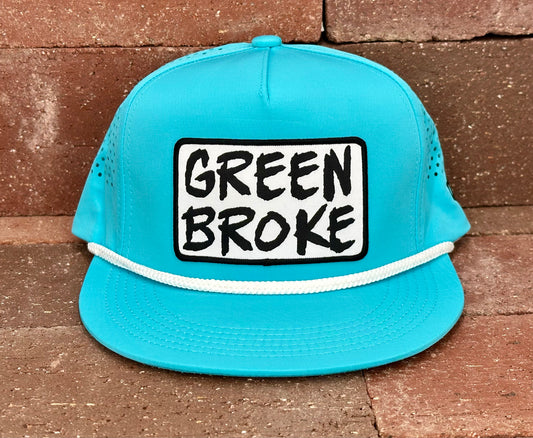 "Green Broke" - CA Turquoise Laser Holes/ White Rope, Snapback Cap (2025)