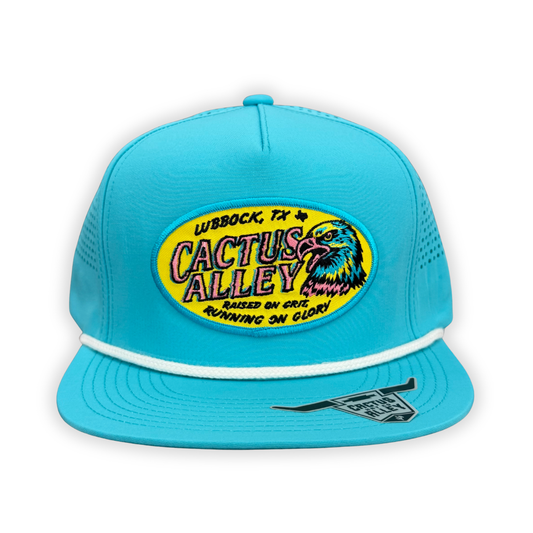 "Grit" - CA Turquoise Laser Holes/ White Rope, Snapback Cap