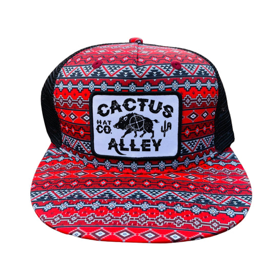 "Hog Wild" - CA Red/Black Aztec, Snapback Cap (WESA JAN 2024)