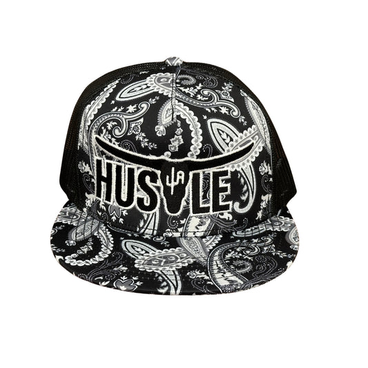"Hustle" - Black Paisley with Black Mesh Snapback Cap (WESA JAN  2024)