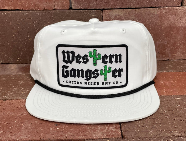 "Western Gangster"- CA256 White/ Black Rope, Snapback Cap (2024)