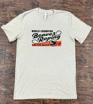 "Beaver Roping" - Tan Adult Tee (WESA JAN 2024)