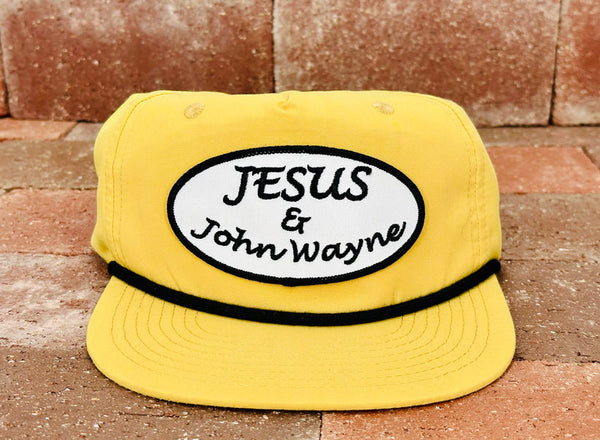 "Jesus & John Wayne" - CA256 Biscuit Yellow/ Black Rope, Snapback Cap (WESA JAN 2024)