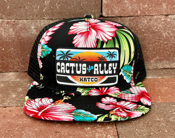 "Beach" - Black Floral/ Black Mesh, Snapback Cap (WESA JAN 2024)