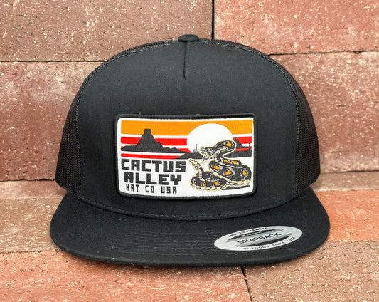"Rattlesnake" - 6006 Black/ Black Mesh, Snapback Cap (WESA JAN 2024)