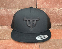 "CA Shorthorn" Black Puff Stitch - 6006 Black/ Black Mesh, Snapback Cap (2024)