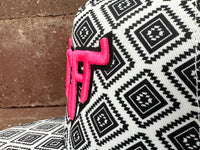 "CA Shorthorn" Pink Puff Stitch - CA Black/White Aztec, Snapback Cap (2024)