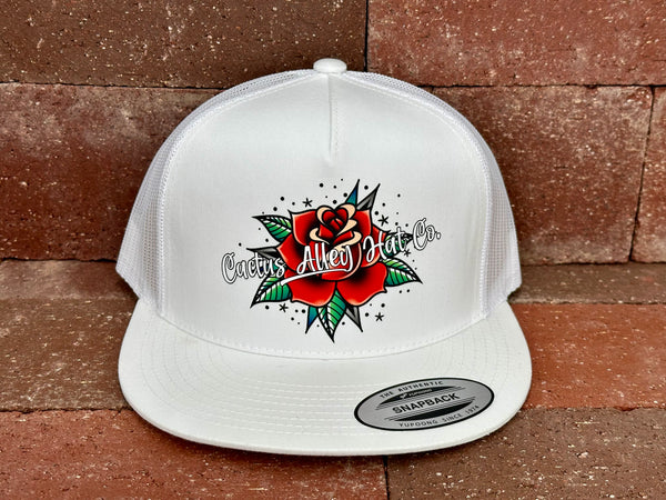 "Cactus Rose" - 6006 White/ White Mesh, Snapback Cap (2024)