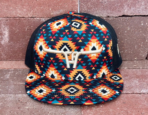 "CA Longhorn" Tan Puff - CA Sunburst Aztec, Snapback Cap (2024)