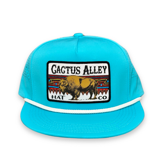 "Indian Trail" - CA Turquoise Laser Holes/ White Rope, Snapback Cap (2025)