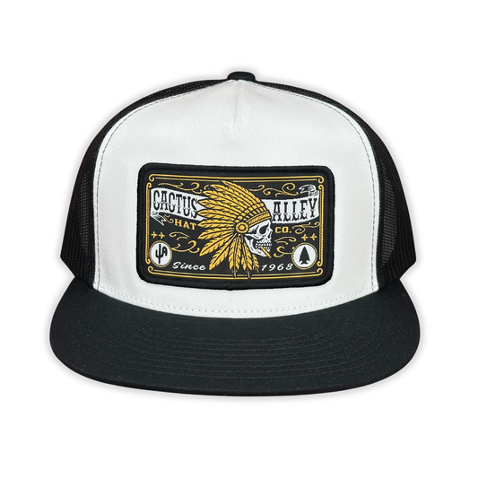 "Jefe Dorado" - 6006 Black/White/Black Mesh, Snapback Cap