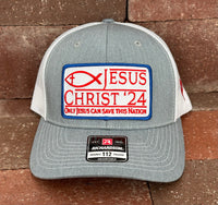 "Jesus 2024" - Richardson 112 Heather Grey/White Mesh, Snapback Cap (2024)