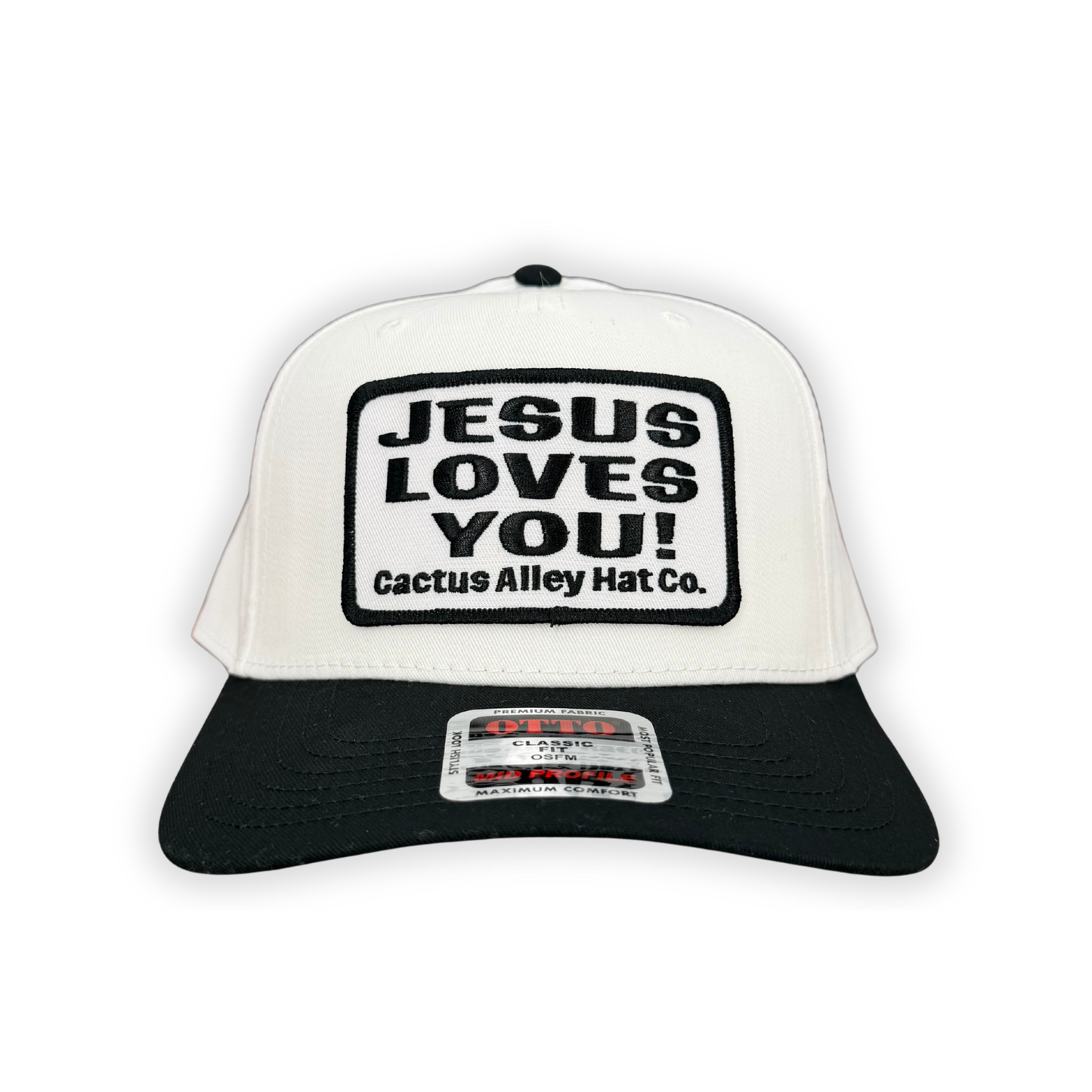 "Jesus Loves You" - OTTO Mid Profile Black Bill/ White, Snapback Cap