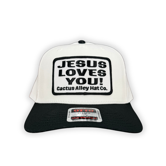 "Jesus Loves You" - OTTO Mid Profile Black Bill/ White, Snapback Cap