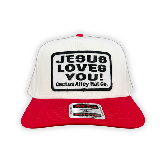 "Jesus Loves You" - OTTO Mid Profile Red Bill/ White, Snapback Cap