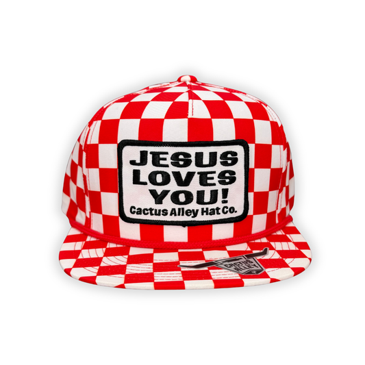 "Jesus Loves You" - CA Red Finish Line, Snapback Cap