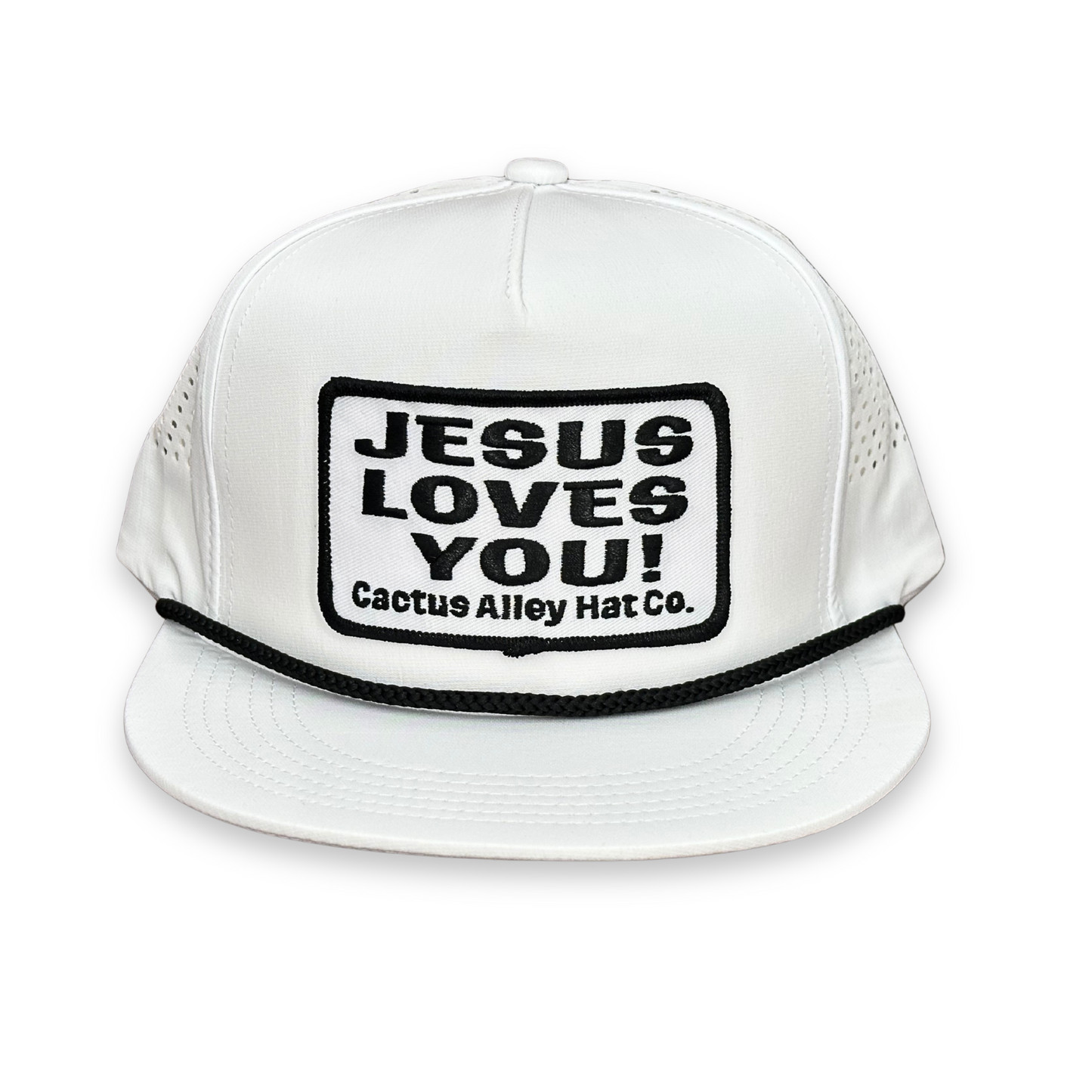"Jesus Loves You" - CA White Laser Holes/ Black Rope, Snapback Cap (2025)