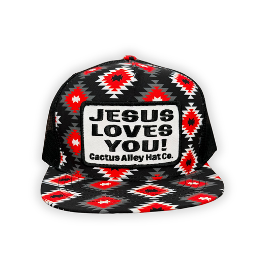 "Jesus Loves You" - Youth CA Buddy Holly Aztec, Snapback Cap