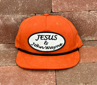 "Jesus & John Wayne" - CA256 Dark Orange/ Black Rope, Snapback Cap (WESA JAN  2024)