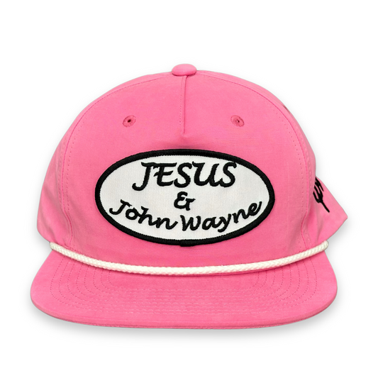 "Jesus & John Wayne"- CA 256 Pink/ White Rope, Snapback Cap (2025)