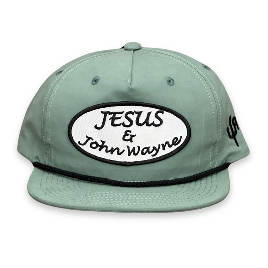 "Jesus & John Wayne" - Teal/Black Rope, Snapback Cap (2025)