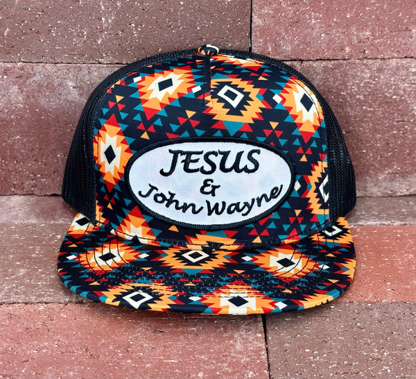 "Jesus & John Wayne" - CA Sunburst Aztec, Snapback Cap (2024)