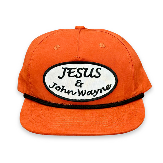 "Jesus & John Wayne" - CA256 Dark Orange/ Black Rope, Snapback Cap (WESA JAN  2024)