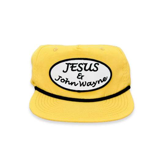 "Jesus & John Wayne" - CA256 Biscuit Yellow/ Black Rope, Snapback Cap (WESA JAN 2024)