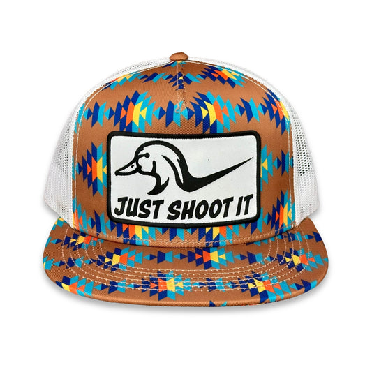"Just Shoot It" - CA Dirty Sancho Aztec/White Mesh, Snapback Cap (2025)