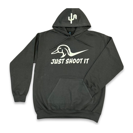 Tan "Just Shoot It" - Dark Chocolate Adult Hoodie (2025)