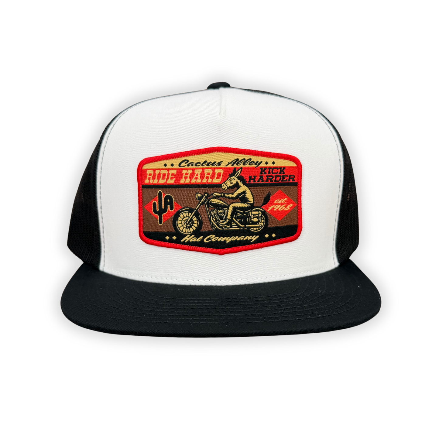 "Kick Harder" - 6006 Black/White/Black Mesh, Snapback Cap