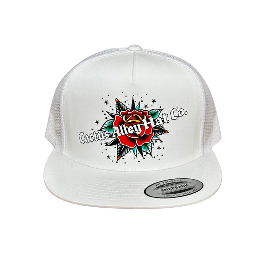 "La Rosa Negra" - 6006 White/ White Mesh, Snapback Cap (2024)