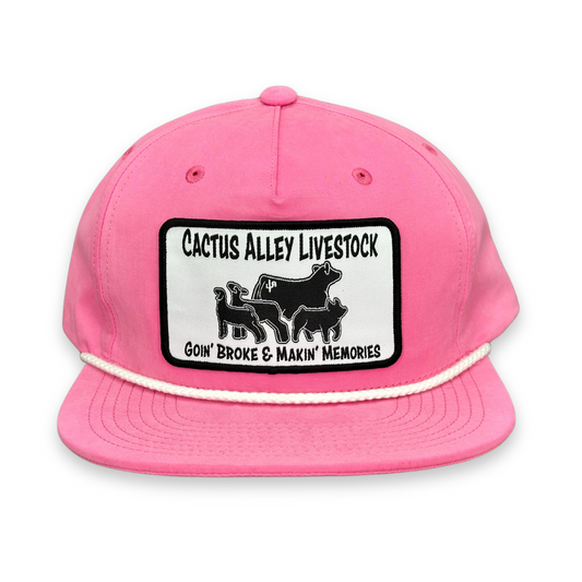 "Livestock"- CA 256 Pink/ White Rope, Snapback Cap (2025)