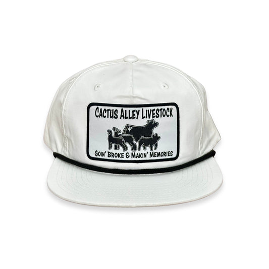 "Livestock" - CA 256 White/ Black Rope, Snapback Cap (2025)