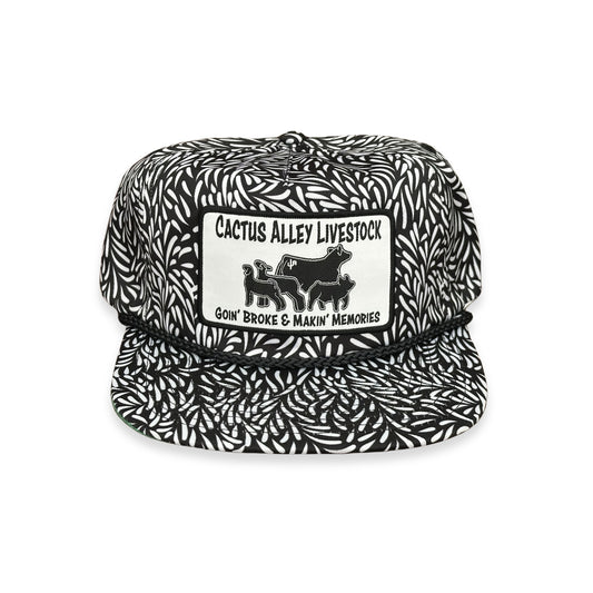 "Livestock"- CA Black/White Leaf, Snapback Cap (2025)