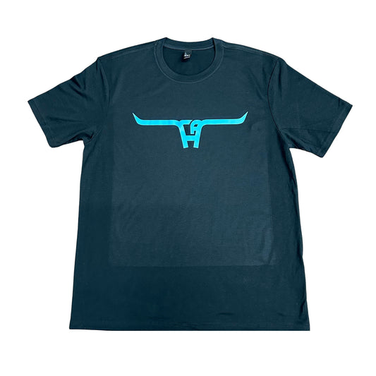 Turquoise "CA Longhorn" - Black Adult Tee (2024)