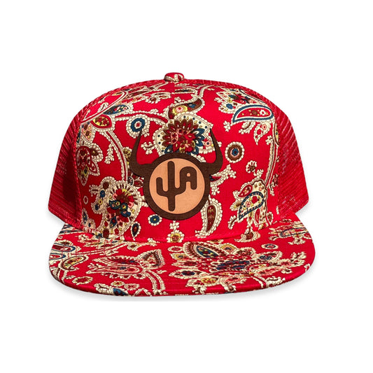 "Moo Cactus" - Red Paisley Snapback with Red Mesh Cap (WESA JAN 2024)