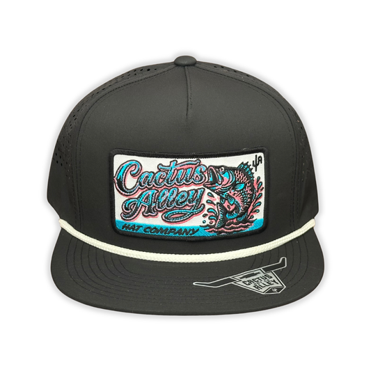 "Neon Catch" - CA Black Laser Holes/ White Rope, Snapback Cap