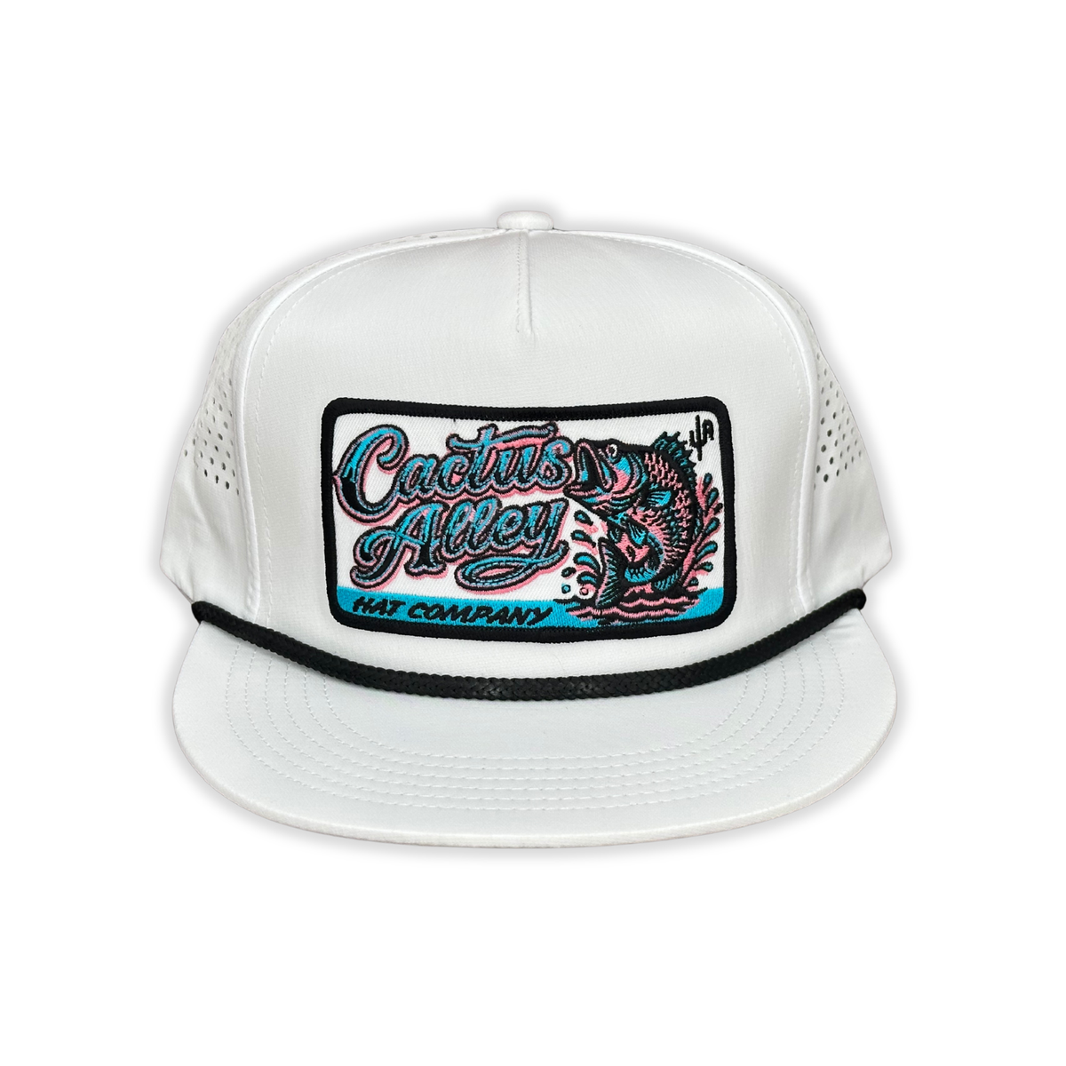 "Neon Catch" - CA White Laser Holes/ Black Rope, Snapback Cap