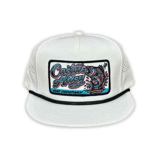 "Neon Catch" - CA White Laser Holes/ Black Rope, Snapback Cap