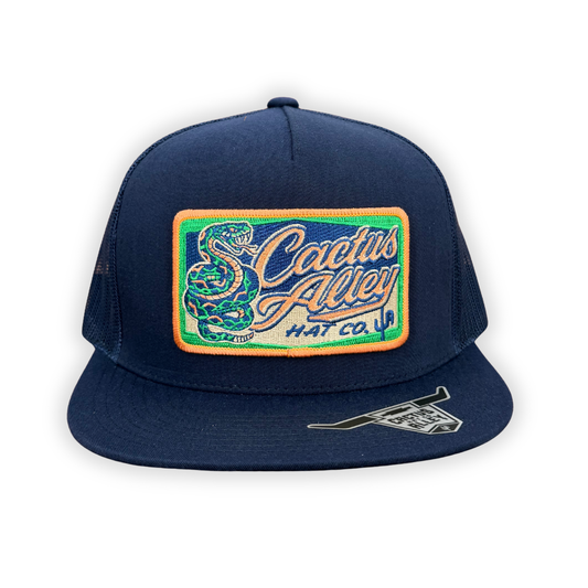 "Neon Snake" - 6006 Navy/ Navy Mesh, Snapback Cap