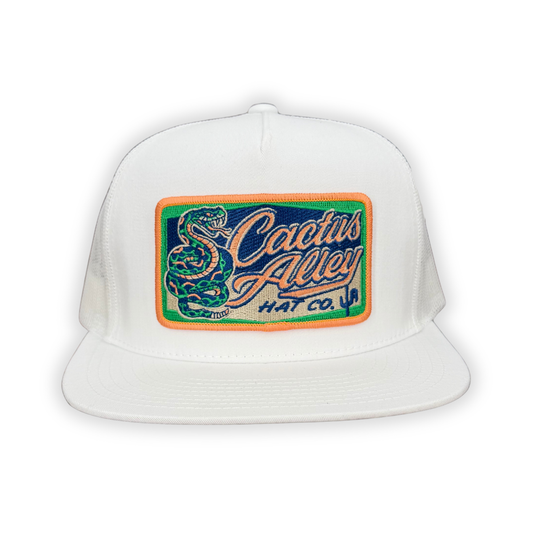 "Neon Snake" - 6006 White/ White Mesh, Snapback Cap