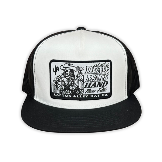 "Never Fold" - 6006 Black/White/Black Mesh, Snapback Cap