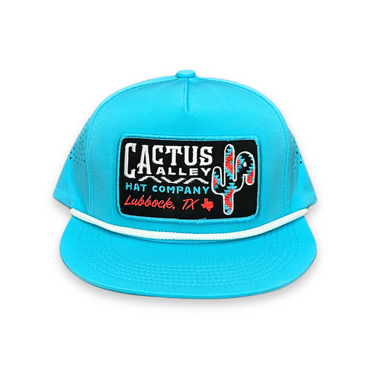 "New Mexico" - CA Turquoise Laser Holes/ White Rope, Snapback Cap (2025)