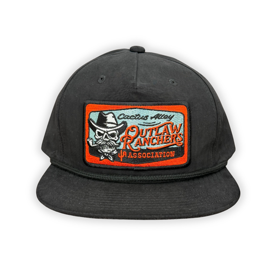 "Orange Rancher" - CA 256 Black/ Black Rope, Snapback Cap