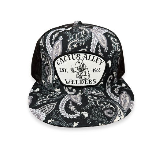 "Ole Sparky" - Black Paisley with Black Mesh Snapback Cap