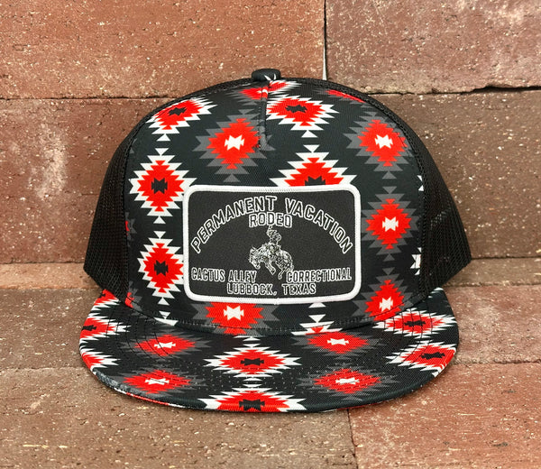 "Permanent Vacation-BLK" - CA Buddy Holly Aztec, Snapback Cap (2025)