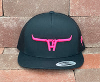 "Cactus Alley Longhorn" Pink Puff - 6006 Black/ Black Mesh, Snapback Cap (2024)