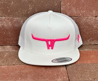 "Cactus Alley Longhorn" Pink Puff - 6006 White/ White Mesh, Snapback Cap (2024)